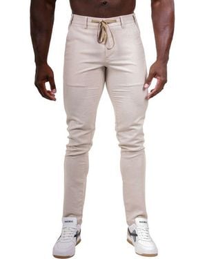 Maceoo Marthyr Tapered Leg Drawstring Pants - Natural
