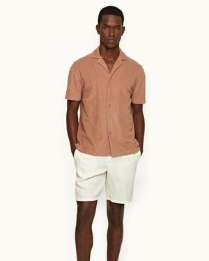 Orlebar Brown Cornell Linen Easy Tailored Fit Washed Linen Shorts - White