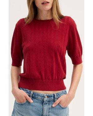 Madewell Pointelle Stitch Crewneck Sweater Tee - Red
