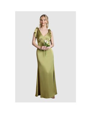 Coast V-Neck Crepe Maxi Dress - Green