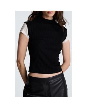Kenneth Cole Mock Wide Rib Sweater - Black
