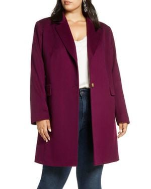 Fleurette Notch Collar Coat - Purple