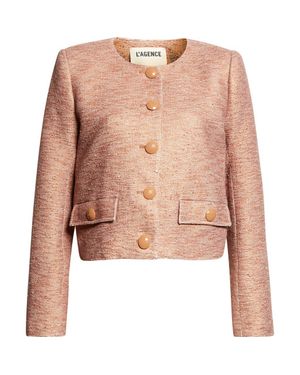 L'Agence Zell Collarless Cotton Blend Tweed Jacket - Multicolor