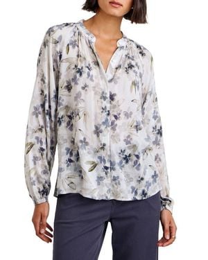 Bella Dahl Floral Print Button-Up Blouse - Gray