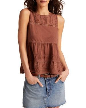 Lucky Brand Embroidered Eyelet Tank - Orange