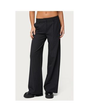 Edikted Pinstripe Low Rise Straight Leg Pants - Blue