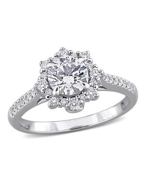 Julianna B Lab-Grown Diamond Halo Engagement Ring 14K - Metallic