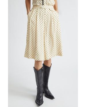 Undercover Polka Dot Wide Leg Shorts - Natural