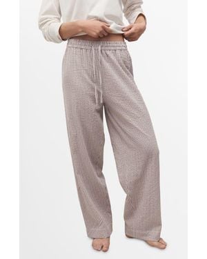 Mango Cotton Seersucker Pajamas - Gray