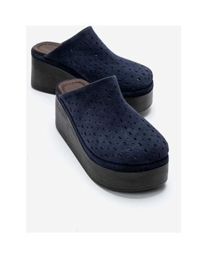 Forever & Always Shoes Lune Leather Platform Sandal - Blue