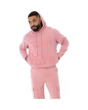 DAI MODA Real Is Rare Jersey Hoodie - Pink