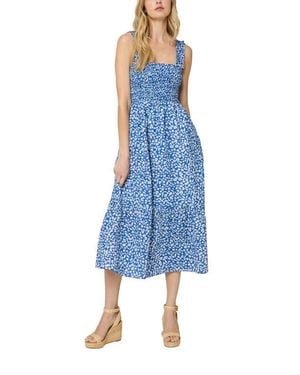 The Standard Stitch The Smocked Ruffle Tank Midi Dress - Blue