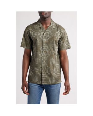 Pendleton Geo Pattern Cotton Camp Shirt - Green