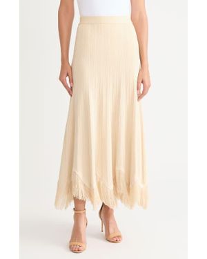 Misook X Lani Lynn Fringe Knit Skirt - Natural