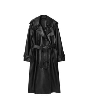 Burberry Long Leather Castleford Trench Coat - Black