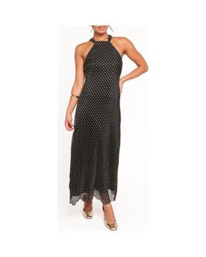 Petal & Pup Melody Plissé Metallic Dot Cocktail Dress - Black