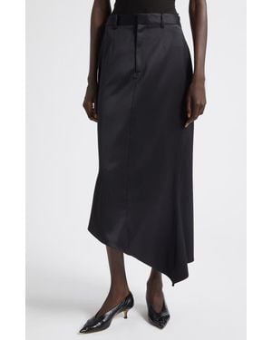 GRACE LING Tailored Angular Stretch Wool Skirt - Black