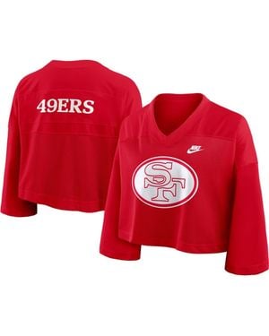 Nike San Francisco 49Ers Rewind Cropped Mesh Dri-Fit Fashion Jersey - Red