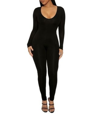 Naked Wardrobe All Body Long Sleeve Catsuit - Black