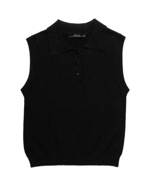 DELUC Cassio Sleeveless Polo Sweater - Black