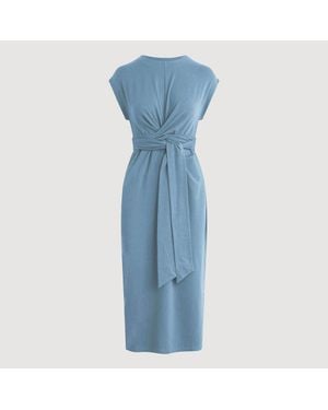 MODERN CITIZEN Fei Tie-Front Organic Cotton Dress - Blue