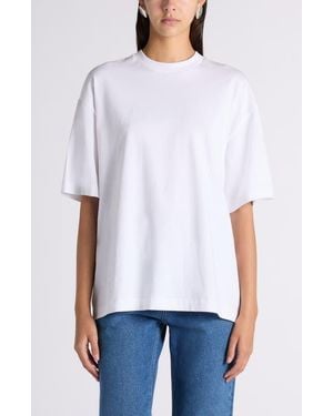 Bottega Veneta Artigiana Embroidered Yoke Oversize Cotton Jersey T-Shirt - White