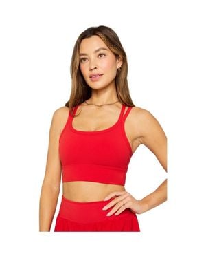 Fabletics Principal Longline Medium Impact Sports Bra - Red