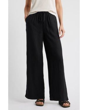 Caslon Easy Wide Leg Linen Pants - Black