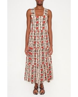 The Lulo Project New Sunset Floral Tiered Stretch Cotton Maxi Sundress - White