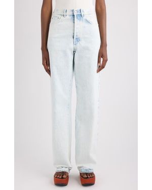 Dries Van Noten Extreme Bleach High Waist Straight Leg Jeans - White