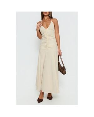 Princess Polly Carlisla Ruched Halter Maxi Dress - Natural