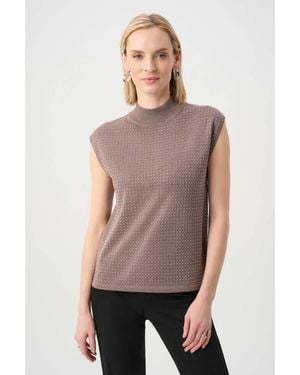 Joseph Ribkoff Sweater Knit Sleeveless Pullover With Iron-On Detail - Multicolor