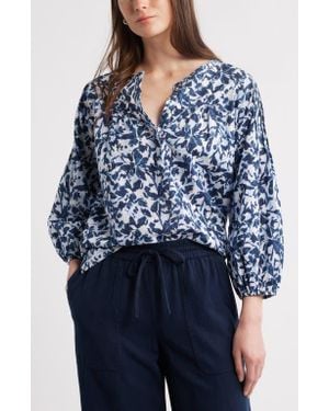 Caslon Pintuck Pleat Top - Blue
