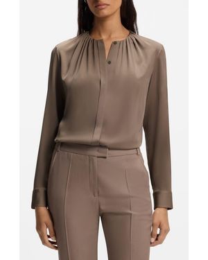 BOSS Banorah Stretch Silk Top - Brown