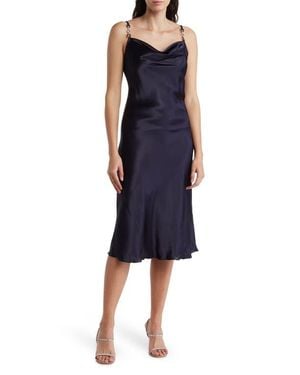 Jump Apparel Satin Cowl Neck Midi Dress - Blue