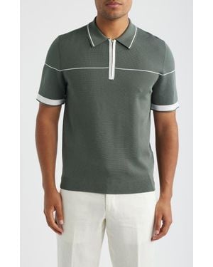 Reiss Bradford Tipped Half Zip Polo Sweater - Green