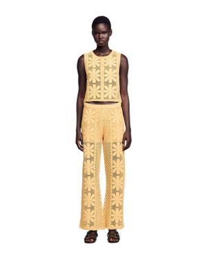 Sandro Crochet Straight-Leg Pants - Metallic