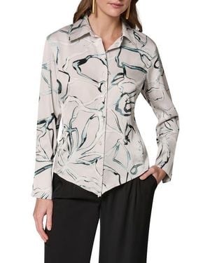 Donna Karan Print Asymmetric Shirt - Gray