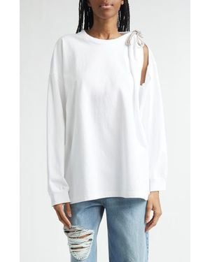 Area Crystal Knot Long Sleeve T-Shirt - White