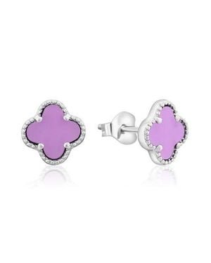Donatello Gian Sterling Clover Stud Earrings - Purple