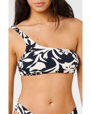 Rip Curl Topanga Geo Crop One-Shoulder Bikini Top - Black