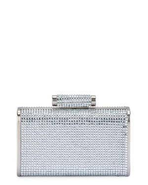 OLGA BERG Bae Hot Fix Crystal Frame Clutch - Gray