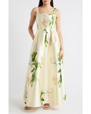 Julia Jordan Floral Mikado Fit & Flare Gown - White