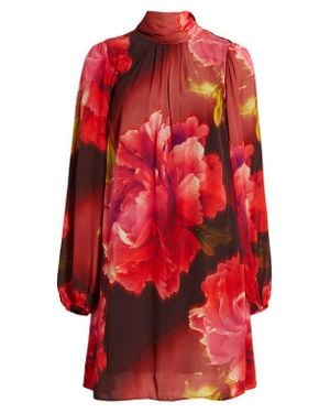 Ted Baker Floral Long Sleeve Dress - Red