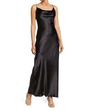 Jump Apparel Solid Long Satin Slip Dress - Black