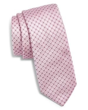 BOSS Micromedallion Silk Jacquard Tie - Pink