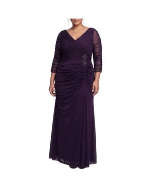 Alex Evenings Pleated Chiffon Gown - Purple
