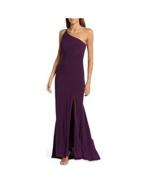 Jump Apparel One-Shoulder Side Cutout Gown - Purple