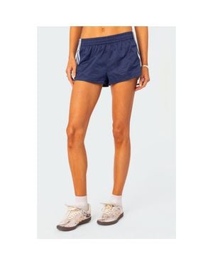 Edikted Nikki Stripe Nylon Shorts - Blue