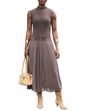 Mint Velvet Sleeveless Knit Midi Dress - Brown